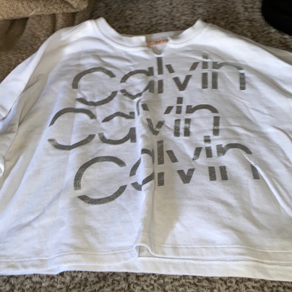 Calvin Klein cropped white sweater